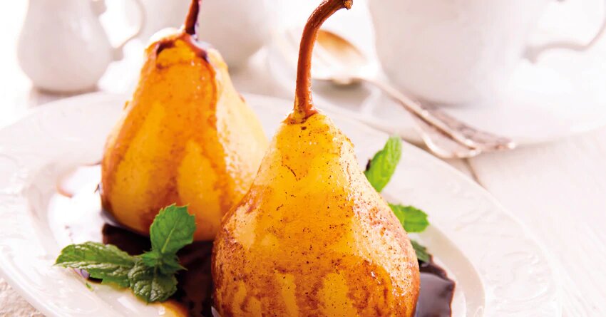 peras asadas con miel de castaño